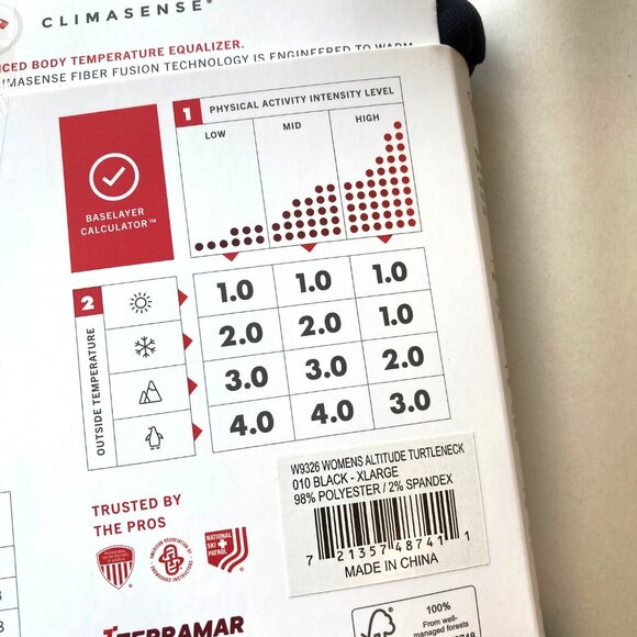 TERRAMAR Altitude 3.0 Base Layer Turtleneck Top Women's XL Black NWT - Picture 7 of 7